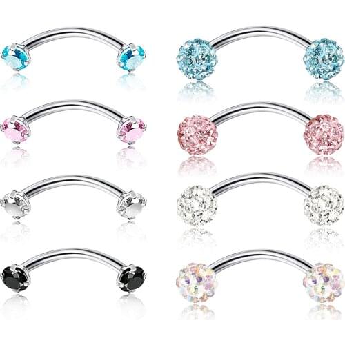 8PC 16G Stainless Steel Eyebrow Rook Ring Lip Ring Body Piercing Jewelry 6-12mm