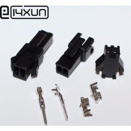 Free Shipping 100 Sets JST 2.54mm SM 2 Pin 2 Way Multipole Connector plug With ternimal male and female