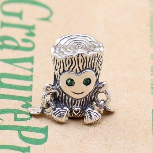 Bewill Authentic S925 Silver Creative cute little tree man beads Fit Original Charms Bracelet Necklace DIY Jewelry Making