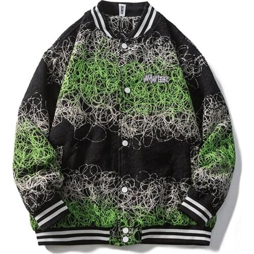 Color Line Baseball Uniform Mens 2021 Autumn Winter Harajuku College jacket Color Matching Retro Coats casacas para hombre