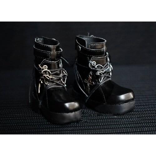 BJD doll shoes fit 1/3 1/4 MSD DD Uncle doll size fashionable personality cross ankle boots with black mid-tube doll accessories