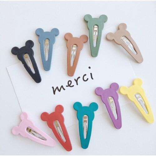 Boutique ins 20pcs Fashion Cute Mat Plastic Bear Snap Clips Solid Cartoon Barrettes Princess Headwear Girls Hair Accessories