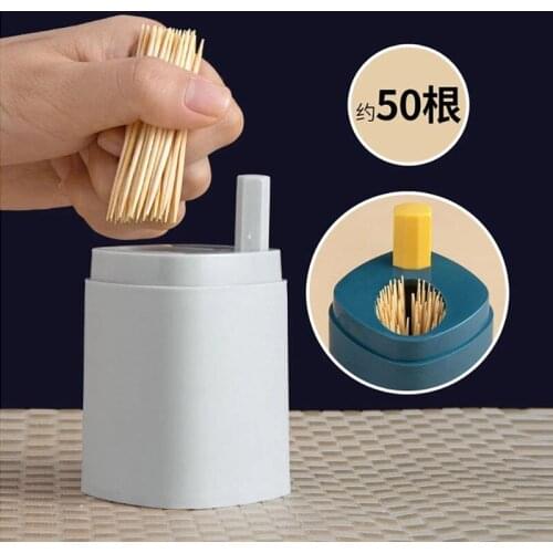 Solid press toothpick box home daily living room transparent toothpick bottle kitchen automatic portable toothpick bucket