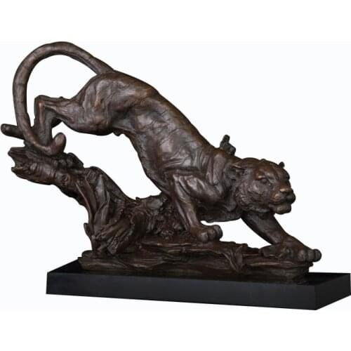 DW-043 Classical Wild Animal Tiger Art Decor Bronze Tiger Running On the Monutain Statue Sculpture Tiger Figurines For Office