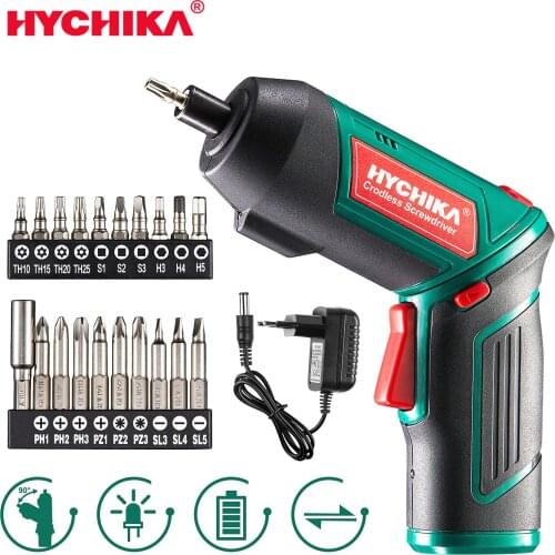 HYCHIKA Cordless Screwdriver 3.6V 2.0Ah Electric Screwdriver 6 N.m Power Tools with 20pcs Accessories