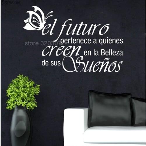 Spanish Vinyl Wall Stickers Butterfly Letterings Quote Wall Decals Art Home Decor Wallpaper Removable self-adhesive Mural H541