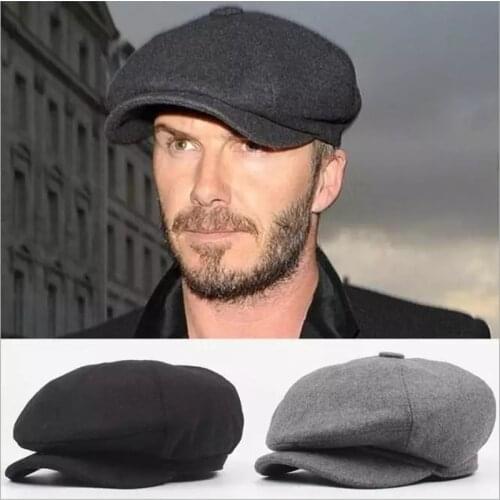 WZCX Solid Color Vintage Autumn Winter Newsboy Hat Octagonal Cap Fashion New Simple Adult Cap MenS Hats Beret