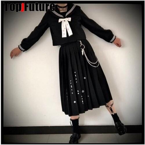 Gothic Lolita cosplay costume Japanese sailor suit [snow spirit] dark bad JK uniform Punk Gothic basic JK UNIFORM