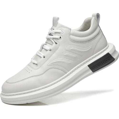 White Men Sneakers Shoes Genuine Leather Outdoor Casual Shoes Breathable Comforta Hiking Climbing Men Shoes No-Slip Male Shoes