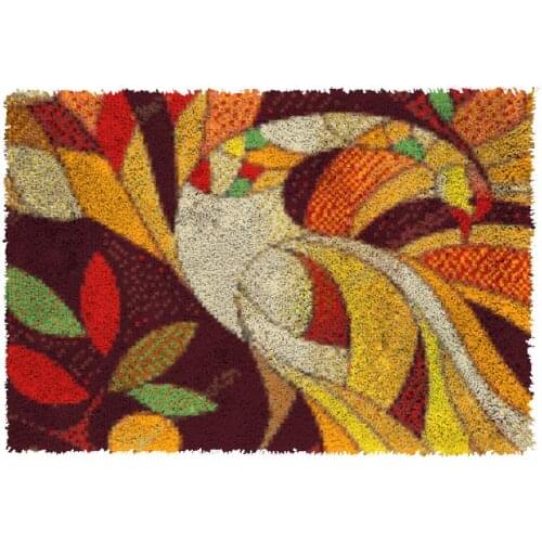 Latch Hook Kits Animal Bird Chunky Yarn Embroidery Crocheting Tapestry Kits Needlework Arts & Crafts DIY Carpet Rug 87cmX61cm