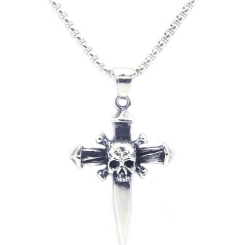 Skull Cross Pendant 316L Stainless Steel Jewelry Mens fashion Pendant Necklace