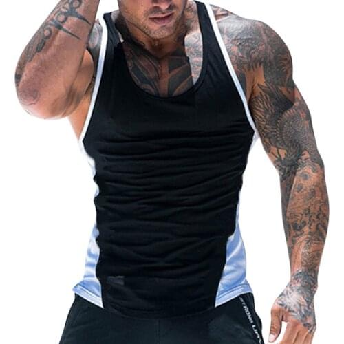 Mens Summer Patchwork Sleeveless Shirt Mens Tank Top Casual Bodybuilding Muscle Sportwear Comfy Sports Workout Gyms Singlet