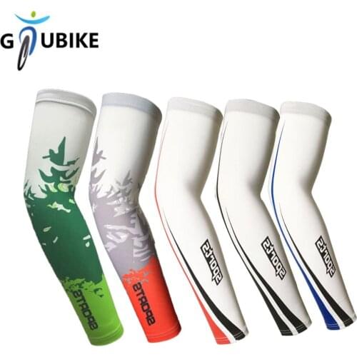 GTUBIKE Cycling Arm Sleeves Breathable UV Protection Fitness Armguards Printed Elbow Pad Sports Cycling Arm Warmers
