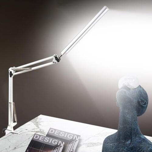 LED Folding Metal Clip Desk Lamp Long Arm Dimming Table Lamp 3 Colors Lighting for Living Room Reading Table Light
