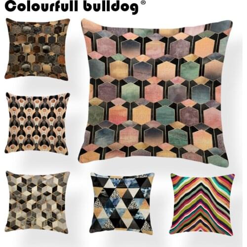 Geometry Hills Cushion Cover Gold Pillow Cases Purple Farmhouse For Kids Art-Deco Toss Pillow Checkered 17X17 Linen Industrial