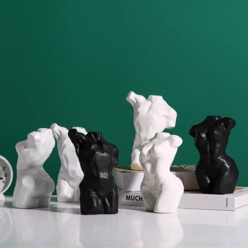 New black and white figure ceramic ornaments simple and creative modern home ceramic vase decoration ornaments crafts
