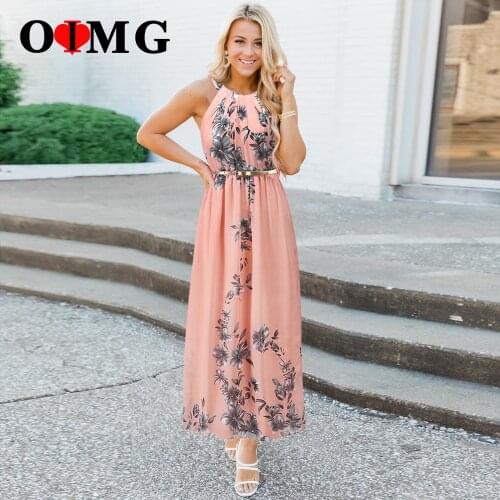 OIMG 10022 Sleeveless Floral Dress Boho Style Long Dresses for Women 2021 Summer Casual Streetwear Flowery Sundress Dropshipping