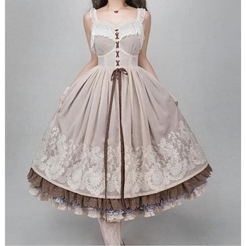 High waist gothic lolita sleeveless victorian dress 2020 new Summer princess lolita dress palace lace embroidery kawaii dress