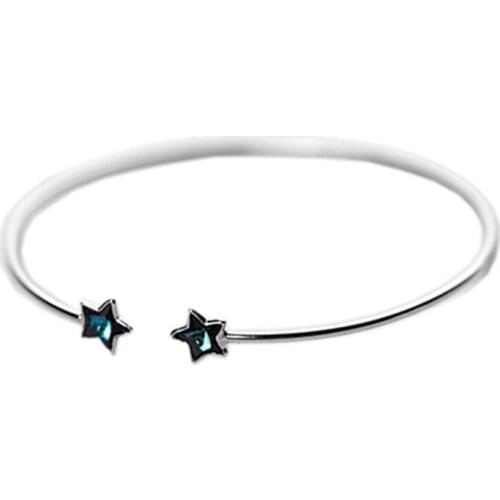 Beadsnice 925 Steriling Silver Fashion Simplicity Bangle Bracelets Base For Half-Drill Beads Pearl Making 6.8 Inch Bracelet Bord