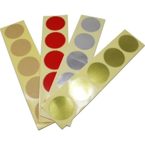 300pcs/lot 4.5cm Diameter Gold / Silver / Kraft / Red Round Gear Shape Label Self Adhesive Decoration Sticker Labels Supplies