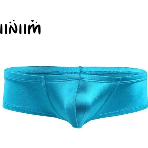 6 Color iiniim Sexy Men Wetlook Bulge Pouch Bikini Briefs Underwear Underpants Gay Male Jockstraps Underwear Lingerie Panties