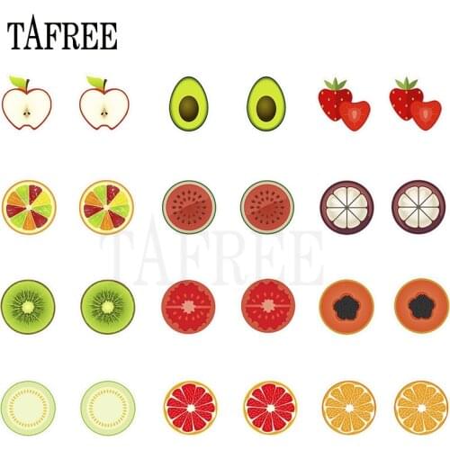 NEW Simulation Fruits Shaped Earrings Epoxy Resin drop glue Fruit Clip on Earrings New Cute Acrylic ear clip Fashion Jewelry