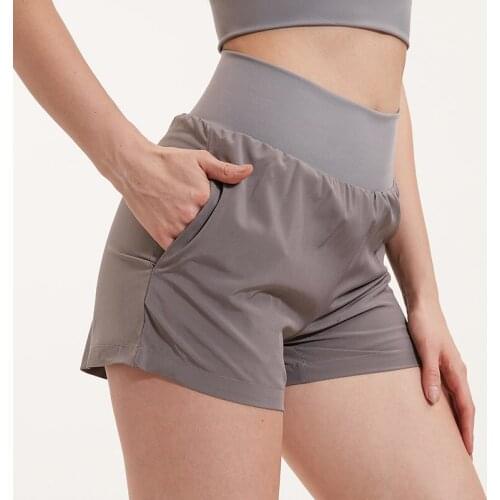 High Waist Yoga Fake Two Shorts Womens 2 in 1 Zipper Mesh Sports Shorts Summer Gym Running Fitness Solid Quick Dry Sweatpants