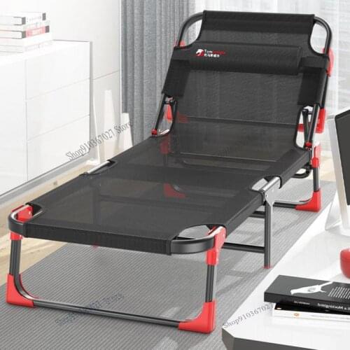 Folding Bed Single Lunch Bed Reclining Chair Nap Adult Office Escort Simple Beach Convenient Marching Home