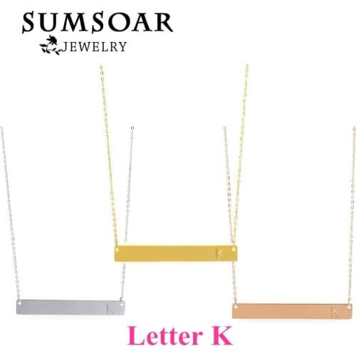 SOMSOAR Jewelry Letter K Initial Chain Necklace Pendant Stainless Steel Jewelry 5pcs/lot