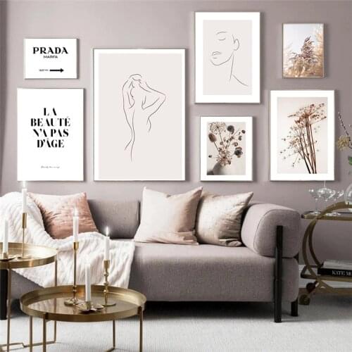 Modern Abstract Art Home Decor Bedroom Living Room Wall Poster Nordic Letter Line Figure Landscape Picture Decor Canvas Painting