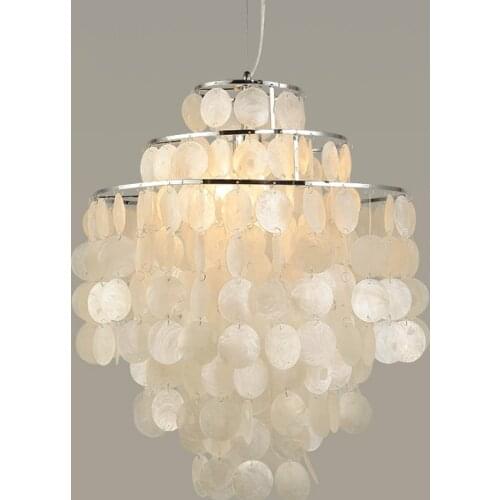 Modern Natural shell chandelier White decor design capiz For Restaurant Parlor Home Decoration living room led chandelier
