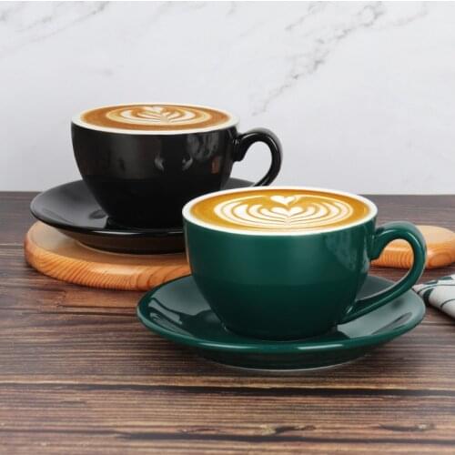 Modern Simple Ceramic Cappuccino Coffee Cup and Saucer Set 220ml Porcelain Coffee Cups Set Latte Tea Milk Drinking Utensils