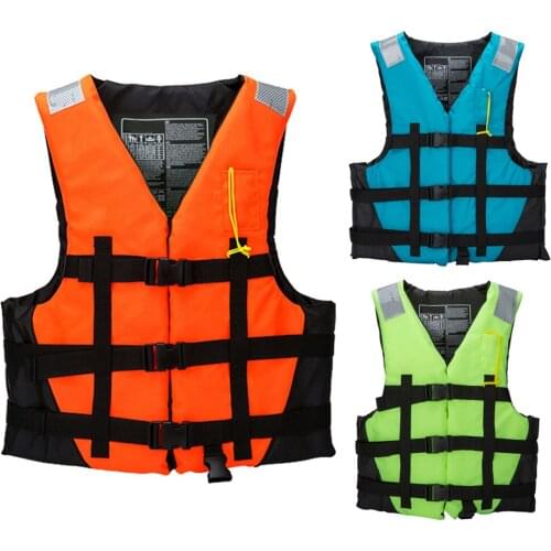 Adult Life Vest with Whistle Swimming Boat Drifting Water Sport Life EPE Jacket (Orange, Blue, Green