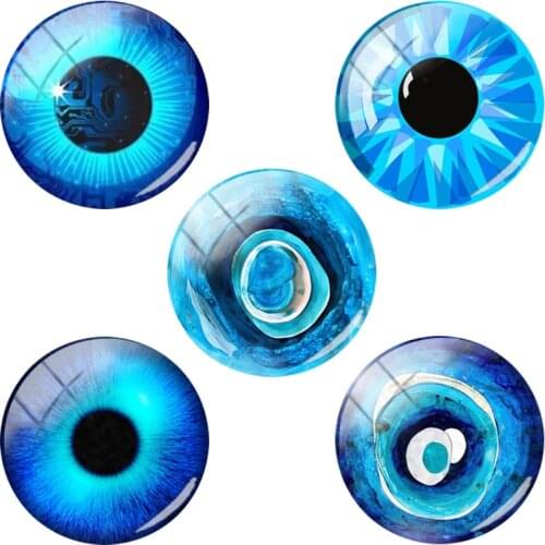 TAFREE 2020 Brand Blue Evil Eyes Moive Image Round Glass Cabochons Fashion Jewelry Making Flat Back For Diy Key Ring AL411