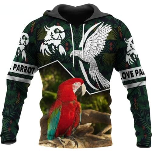 CLOOCL Love Parrot Men Hoodie Animal Macaw 3D Printed Autumn Hoodies Long Sleeve Unisex Hooded Pullover Hip Hop Streetwear
