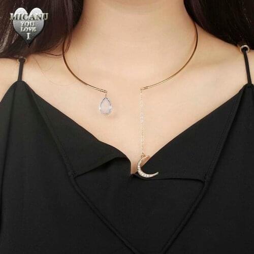 Naszyjniki Opal Moon Crystal Halskette Gold Vintage HarajukuKettingen Voor Vrouwen Regalos Para Acessorios Feminino Jewlery2020