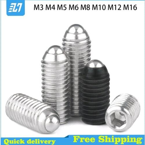 Hex Socket Allen Spring Ball Plunger Grub Point Set Screw Bolt 304 Stainless Steel Carbon Steel Black M3 M4 M5 M6 M8 M10 M12 M16