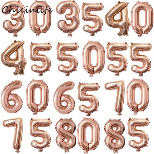 Chicinlife rose gold 40inch 30 35 40 50 60 65 70 Balloons Wedding Anniversary Adult Birthday Party Decoration 30th Balloons