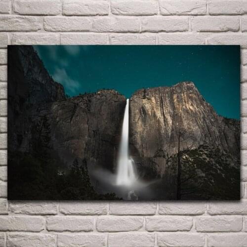 Yoesmite valley waterfall nature landscape living room home wall decor art prints wood frame fabric poster KL796