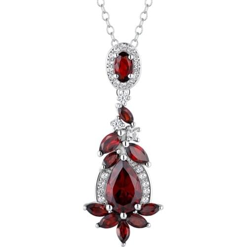 GZ ZONGFA Customize handmade fine jewelry natural Garnet gemstone pendant 925 sterling silver pendant necklace women