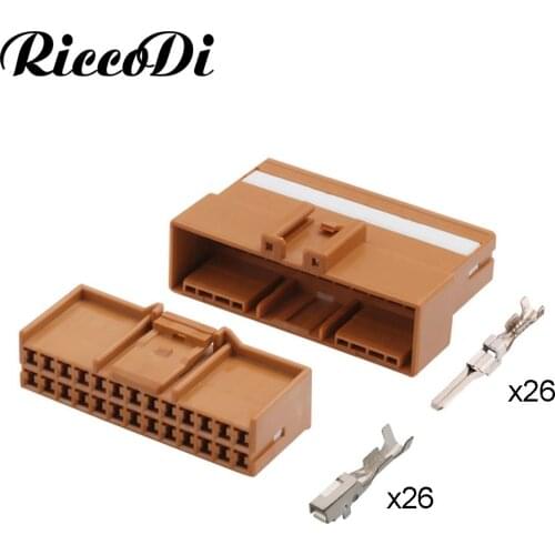1-20Sets Female Male 26Pin Audio Wiring Harness Waterproof Electrical Plug Brown Car Connector With Terminal 936133-3 936098-4