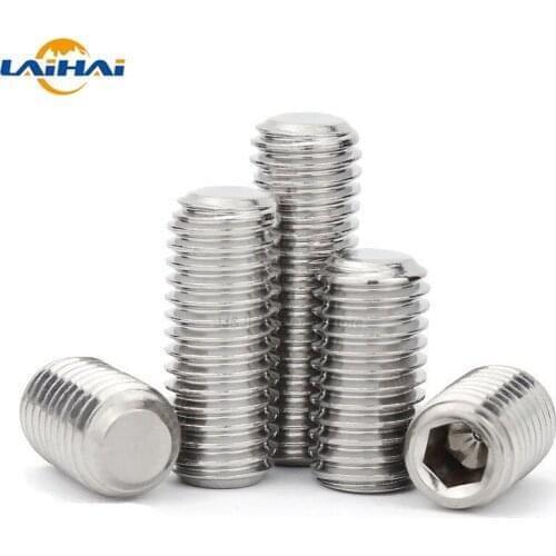 10/50pcs M2 M2.5 M3 M4 M5 DIN913 304 stainless steel Allen Head Hex Hexagon Socket Flat Point Set Screw End Grub Headless Bolt