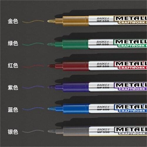 2 Pcs DIY Metal Waterproof Permanent Paint Marker Pens Gold and Silver 1.5mm Student Supplies Craftwork Pen Art painting