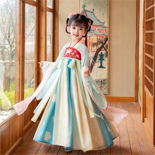2021 Girl Dance Costume National Hanfu Children Hanfu Traditional Chinese Dance Costumes Stage Dress
