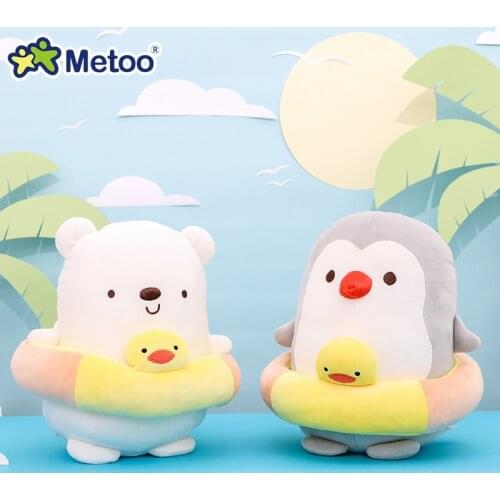 28cm metoo cute white bear penguin with swimming ring spot catch machine doll plush marine animal childrens toy gift M32