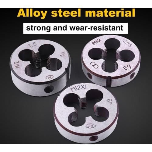 3Pcs High Hardness Alloy steel M12 Metric Threading Die Inside Diameter 0.75mm 1mm 1.25mm Dies For Mold Processing High Quality