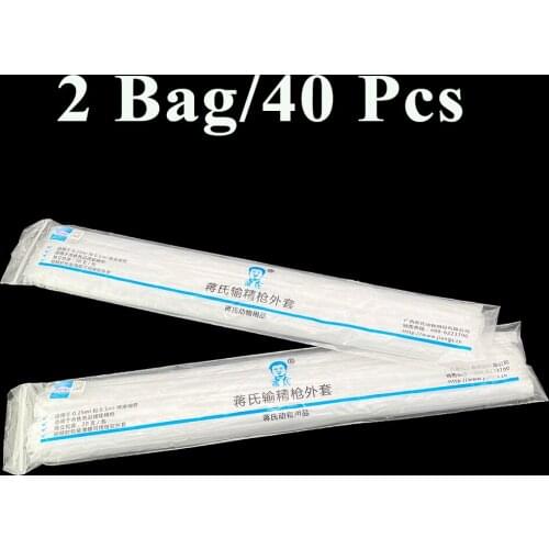 40PCS/2Bags Cattle Cow Disposable Artificial Insemination Gun Catcher Casing Outer Pipe Tube Plastic Ranch Veterinary Tools