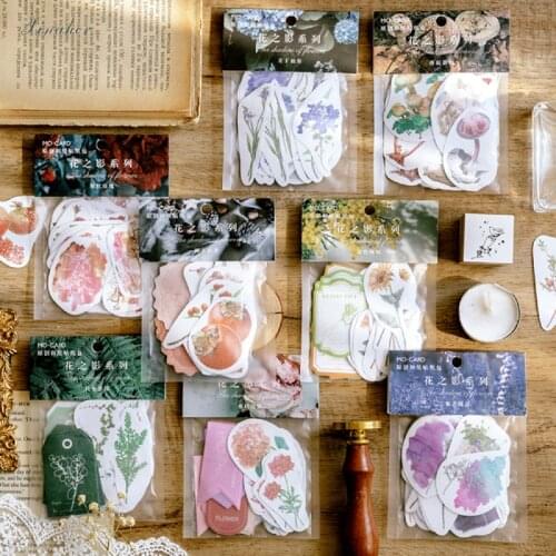 40pcs/bag Vintage Mushroom fern flower labels washi paper sticker package DIY diary decoration sticker album scrapbooking