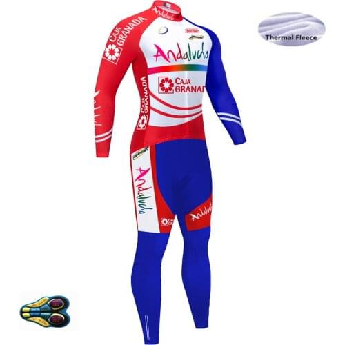 Andalucia Winter Thermal Fleece Cycling Jerseys Set Long Sleeve MTB Bicycle Clothing Mountain Bike Clothes Sportswear Wear Suit