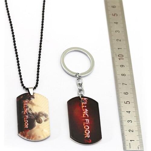 Game The Killing Floor Keychain Dog Tags Alloy Key Ring Wings Beads Chain Pendant Men Car Women Bag Jewelry llavero Kolye